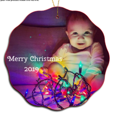 Load image into Gallery viewer, Ornament - Porcelain - Round Shape with Scallop w/Cord Hanger - 2 Sided