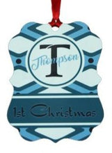 Load image into Gallery viewer, Ornament - Fancy Shaped Aluminum Ornament - Portrait w/Ribbon - 2 sided